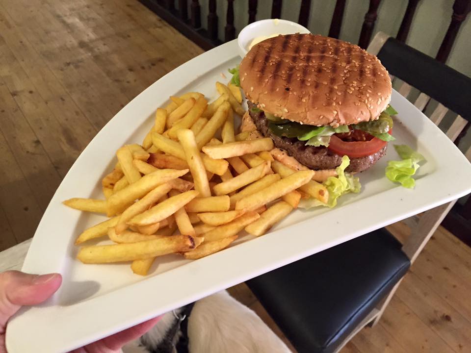 Domácí hamburger s hranolkami Jidlo